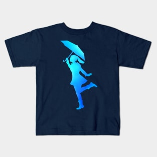 Lady Silhouette Dancing with Umbrella Kids T-Shirt